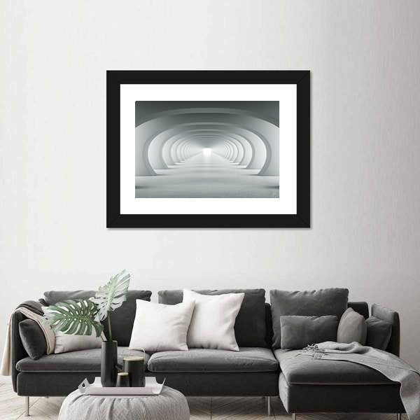 3d White Arch Tunnel Canvas Wall Art