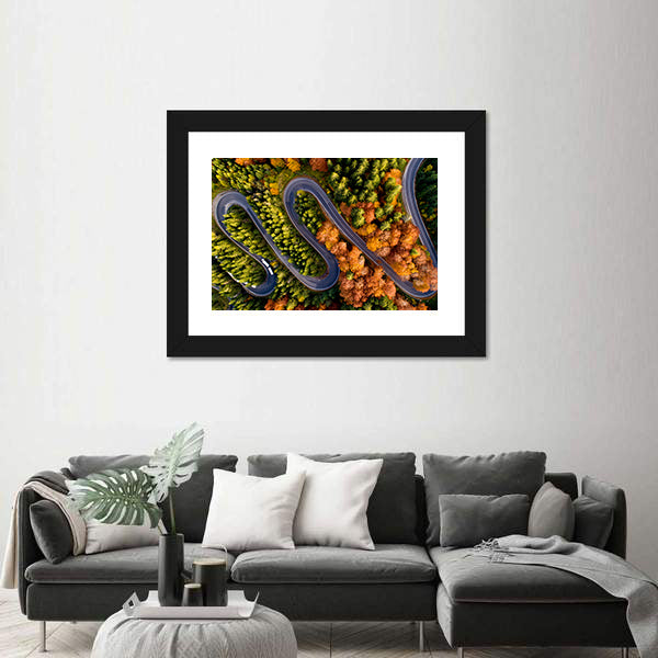 Serpentine Asphalt Road Canvas Wall Art