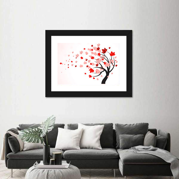 Red Maple Tree in Autumn Canvas Wall Art