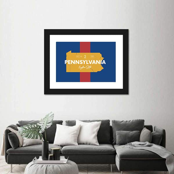 Pennsylvania Typographic Map Canvas Wall Art