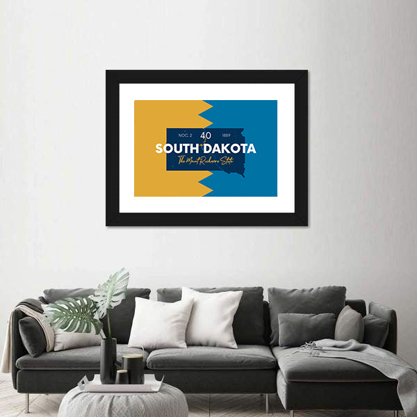 South Dakota State Map Canvas Wall Art