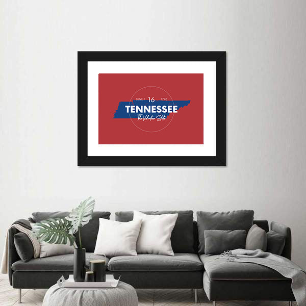 Tennessee State Map with Typography Canvas Wall Art