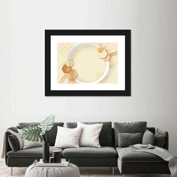 Zen Gold Circle with Pattern Canvas Wall Art