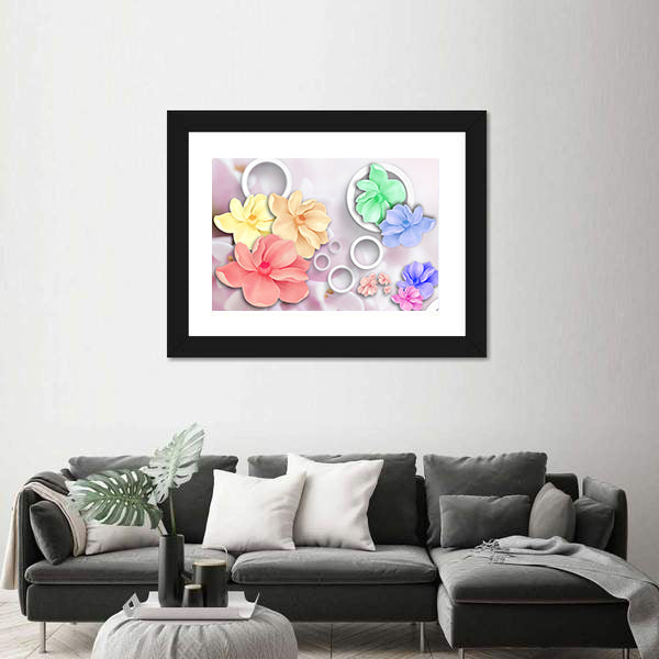 Layered Pastel Floral Ornament Canvas Wall Art