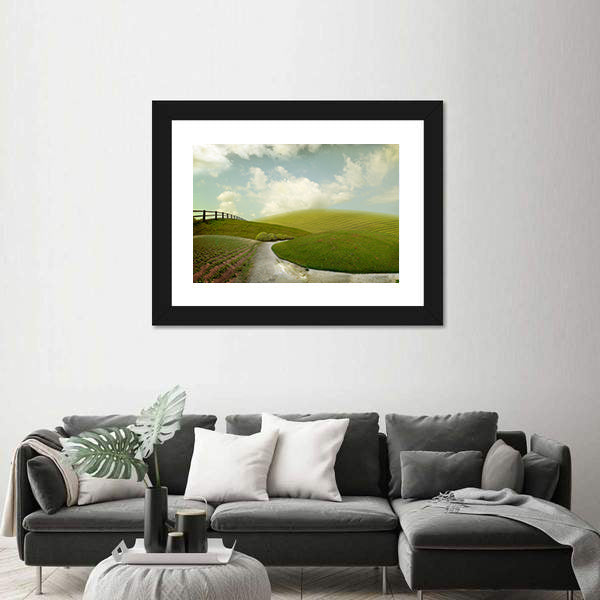 Winding Path Through Rolling Green Hills Canvas Wall Art