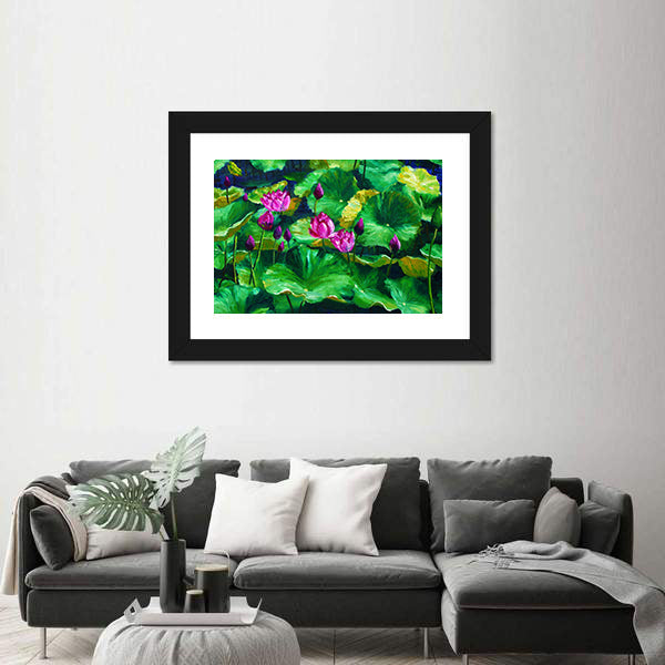 Lotus Flowers Oil Painting Canvas Wall Art