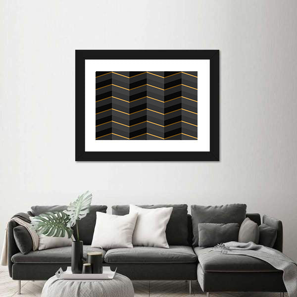 Black and Gold Striped Geometric Canvas Wall Art