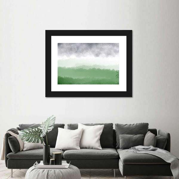 Misty Green Field with Rolling Hills Canvas Wall Art