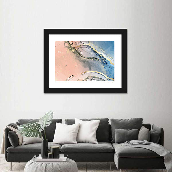 Pastel Marble Abstract with Gold Veins Canvas Wall Art