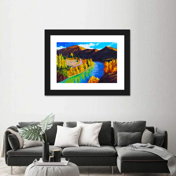 Autumn River Oil Painting Canvas Wall Art