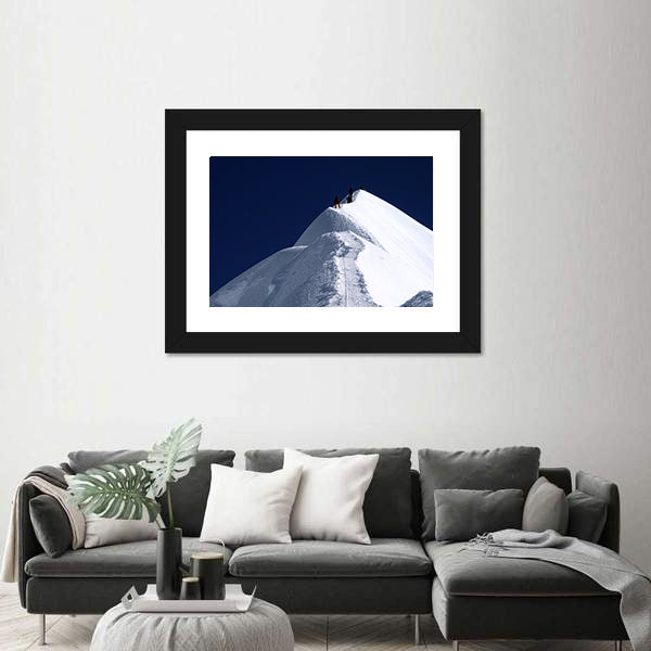 Climbers on Nepal Mountain Peak Canvas Wall Art