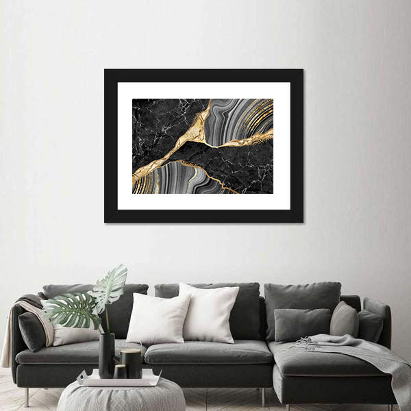 Gold-flecked Marble and Agate Texture Canvas Wall Art