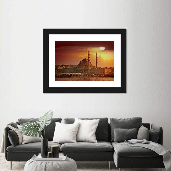 Suleymaniye Mosque At Sunset In Istanbul Canvas Wall Art
