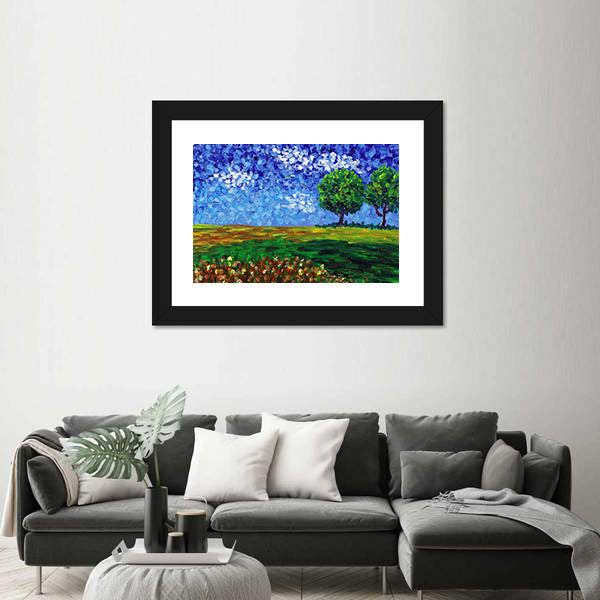 Green Meadow Abstract Landscape Canvas Wall Art