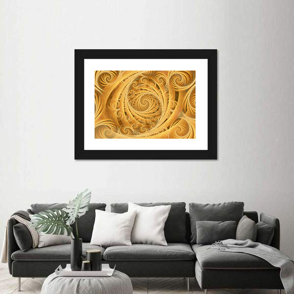 Wispy Gold Spiral Pattern Canvas Wall Art