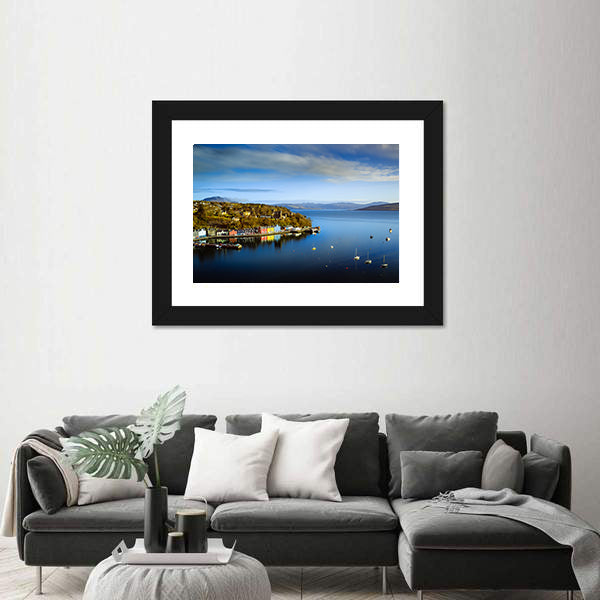 Tobermory Bay Harbor with Colorful Houses Canvas Wall Art