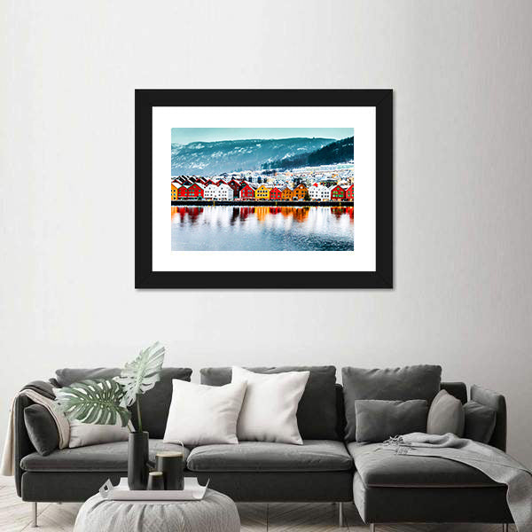 Historical Buildings In Bergen Norway Canvas Wall Art