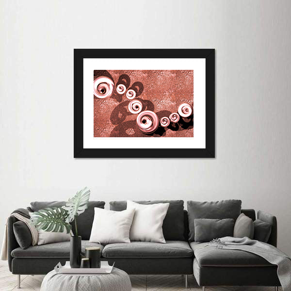 Terracotta Swirls with Glossy Spirals and Cracked Terrain Canvas Wall Art