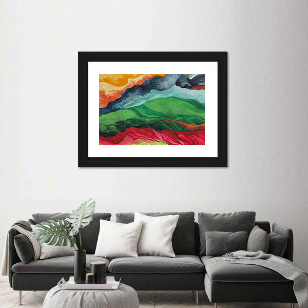 Vintage African Fabric Abstract Landscape Canvas Wall Art