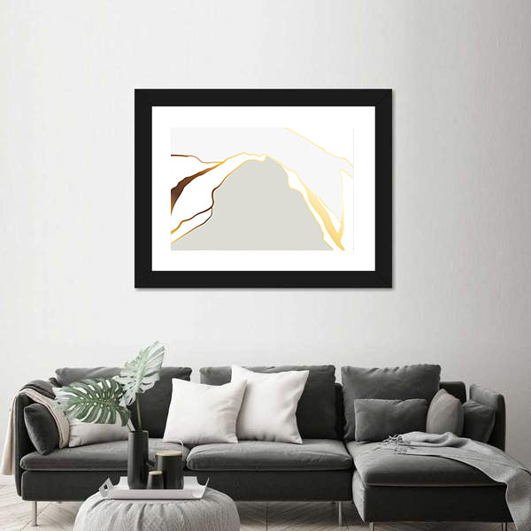 Minimal Marble Peak with Gold Accents Canvas Wall Art