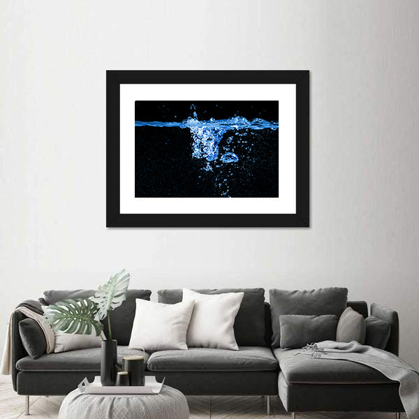 Dark Water Splash with Bubbles Canvas Wall Art