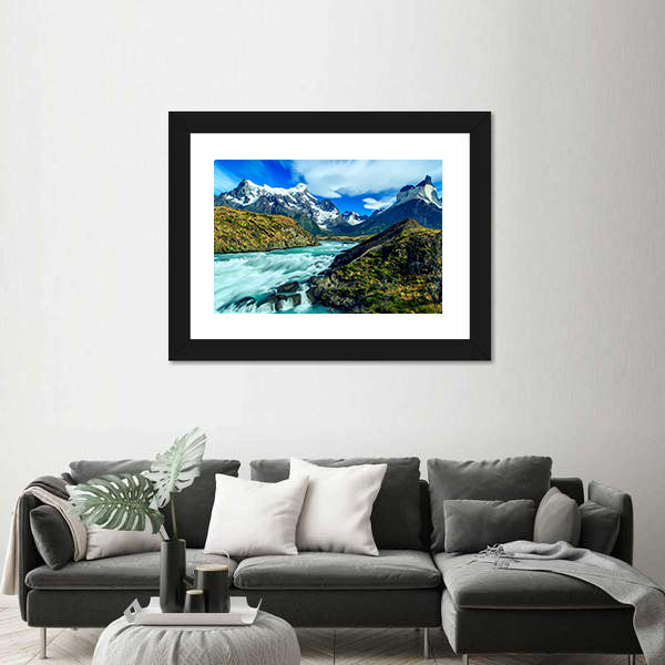 Luxury River Mountain Canvas Wall Art