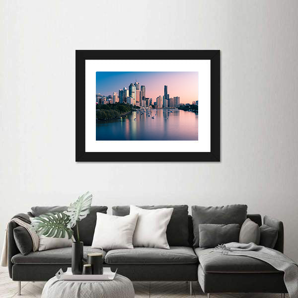 Brisbane Downtown At Sunrise Canvas Wall Art