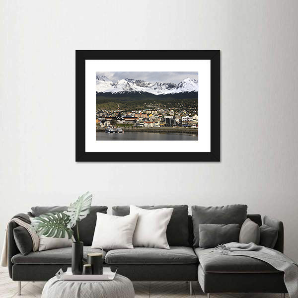 Ushuaia Harbor with Snow-capped Peaks Canvas Wall Art