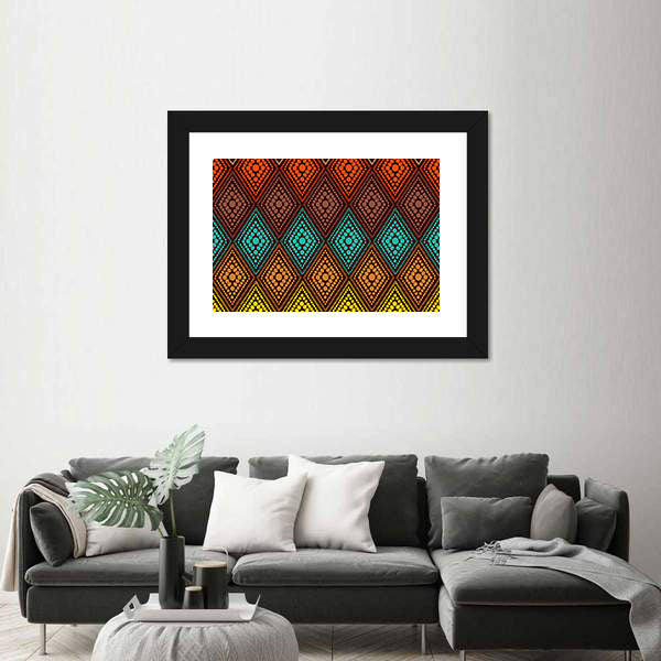 Dotted Diamond Geometric Pattern Canvas Wall Art