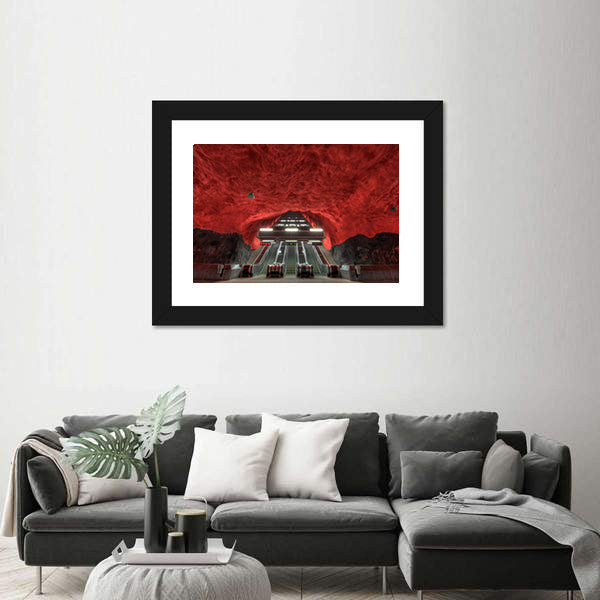 Stockholm Metro Station Interior Canvas Wall Art