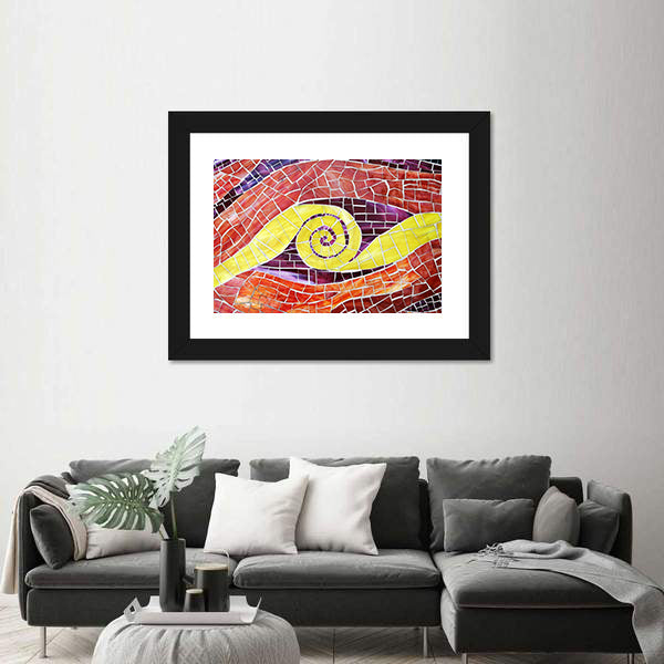 Colorful Mosaic with Yellow Spiral Canvas Wall Art