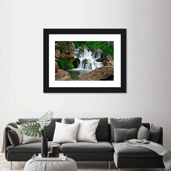 Small Forest Waterfall Canvas Wall Art