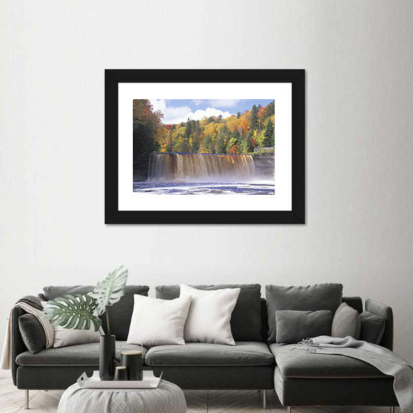 Autumn Waterfall in Michigan Canvas Wall Art
