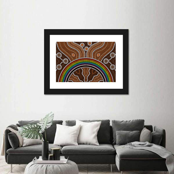 Aboriginal Rainbow Dot Painting Canvas Wall Art