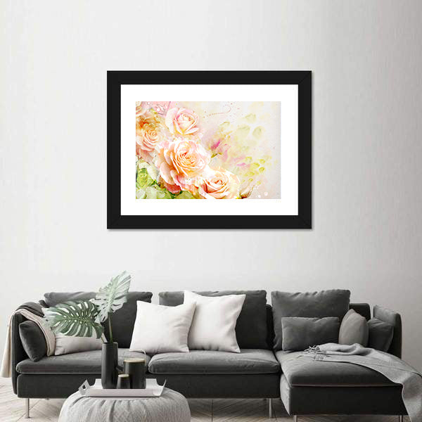 Soft Pastel Watercolor Roses Canvas Wall Art
