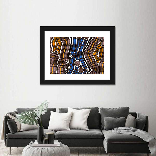 Indigenous Australian River Dot Painting Canvas Wall Art