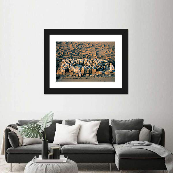 Desert Settlement at Golden Hour Canvas Wall Art