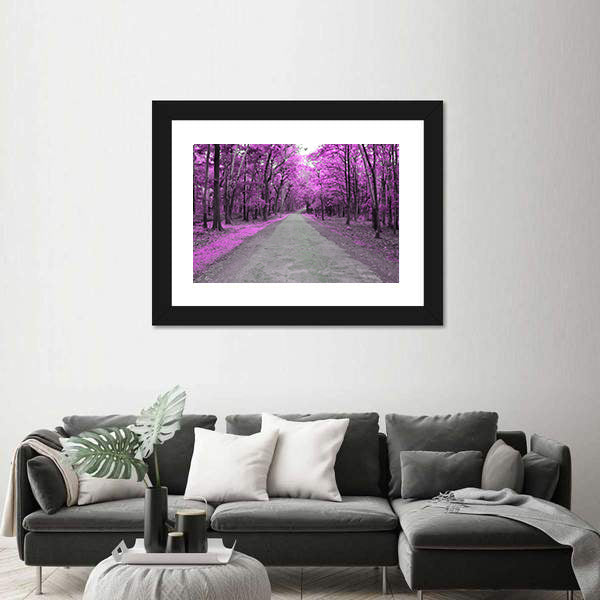 Forest Road In Autumn Canvas Wall Art