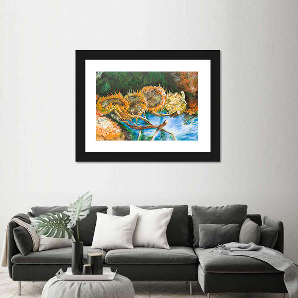Four Cut Sunflower Heads Canvas Wall Art