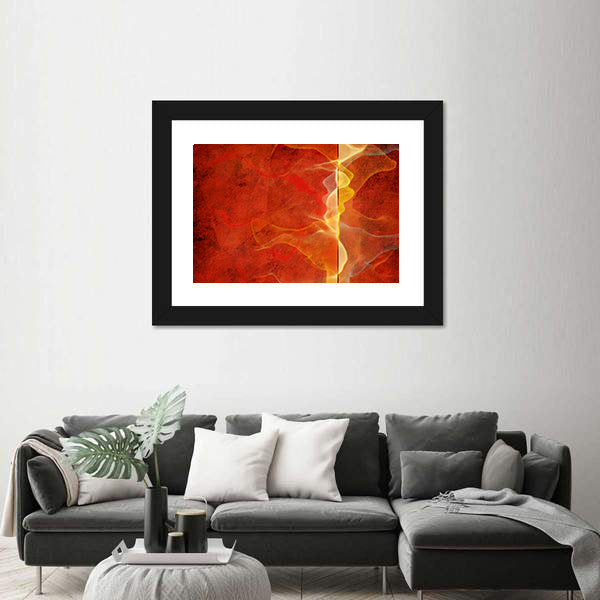 Fiery Marble Abstract in Red and Gold Canvas Wall Art