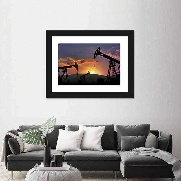 Oil Pumpjacks at Sunset Canvas Wall Art