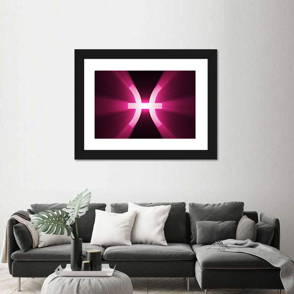 Glowing Pisces Zodiac Symbol Canvas Wall Art