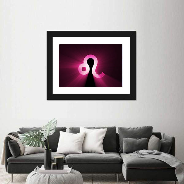 Glowing Leo Zodiac Symbol Canvas Wall Art