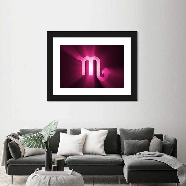 Glowing Scorpio Zodiac Glyph Canvas Wall Art