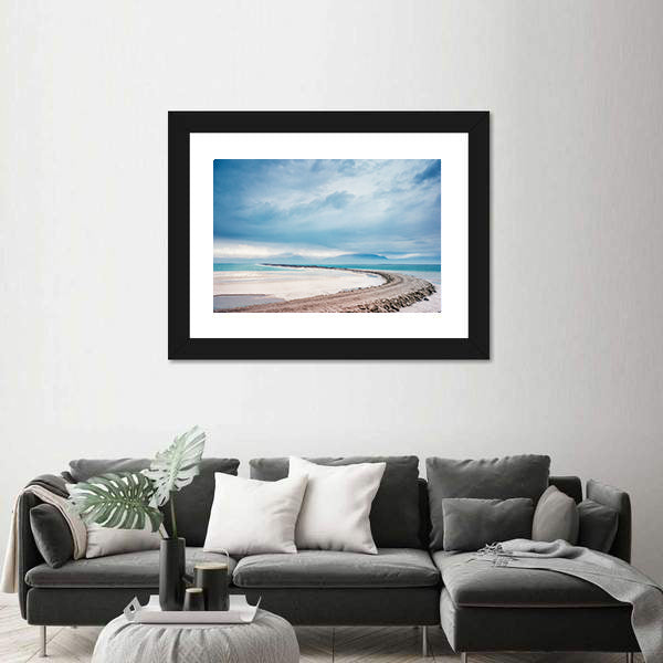 Dead Sea Coastline with Jordan Mountains Canvas Wall Art