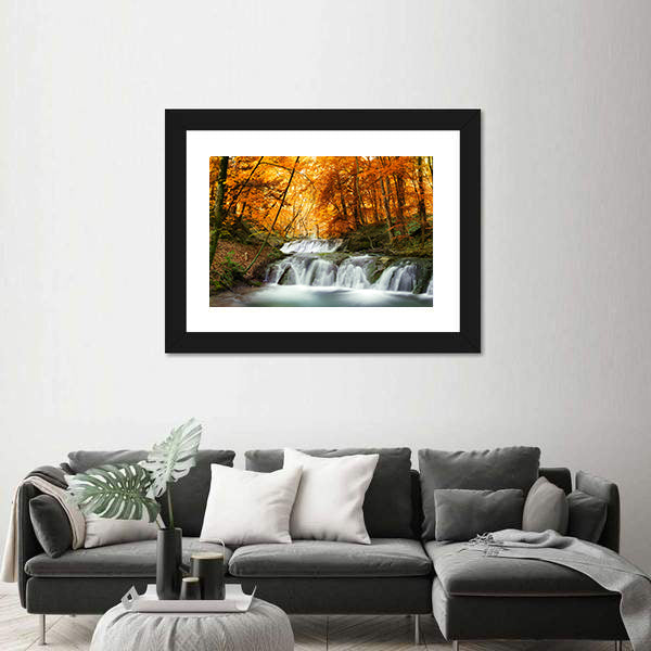 Waterfall In Autumn Forest Thailand Canvas Wall Art