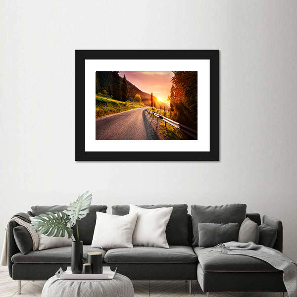 Mountain Road at Sunset in Kazakhstan Canvas Wall Art