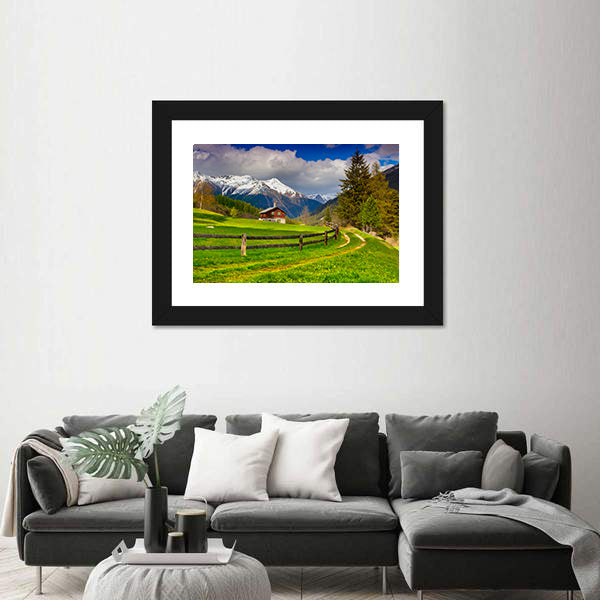 Spring Landscape In Swiss Alps Canvas Wall Art
