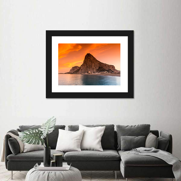 Rock of Gibraltar at Sunset Canvas Wall Art
