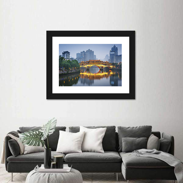 Anshun Bridge on Jin River Chengdu Canvas Wall Art